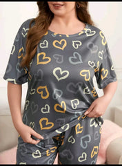 Multi Color Hearts on Gray Nightwear