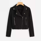 Cross Zipper Fleece Coat - Black