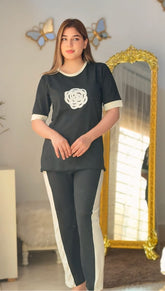 Black Flower Style Track Suit