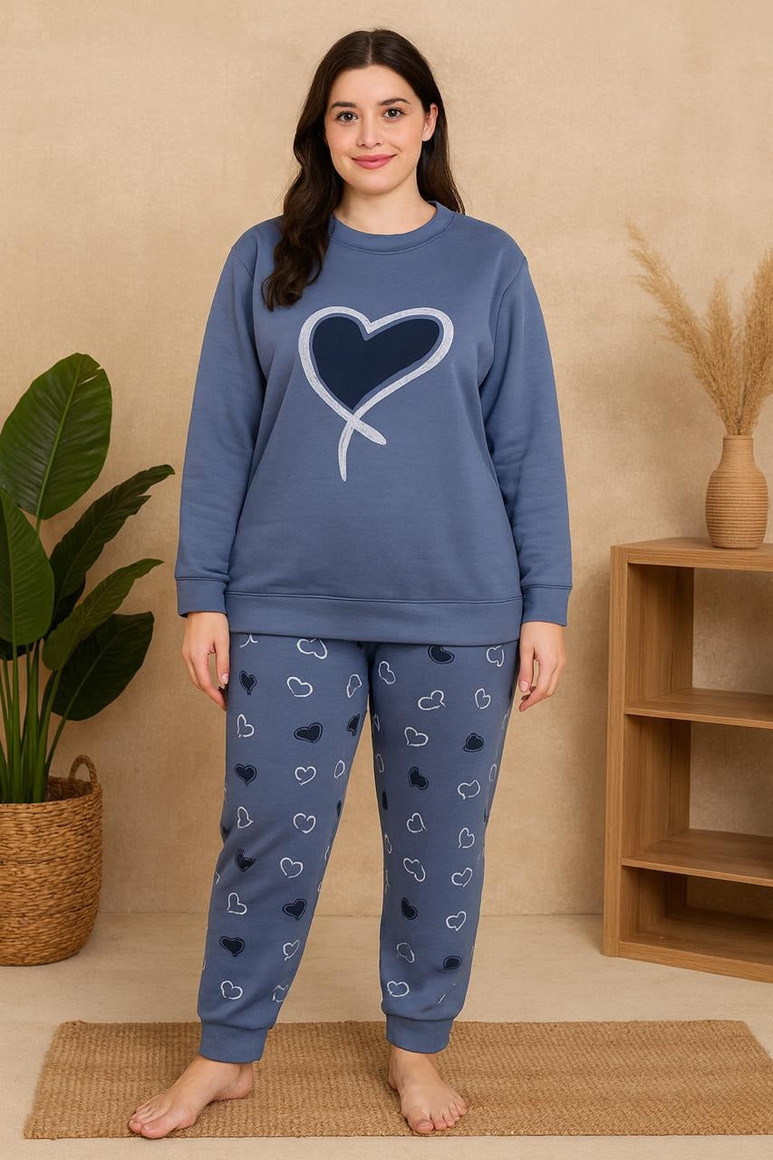 Winter Ocean Heart Co-Ord Set Night Suit