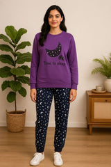 Winter Purple Time To Sleep Co-Ord Set Night Suit